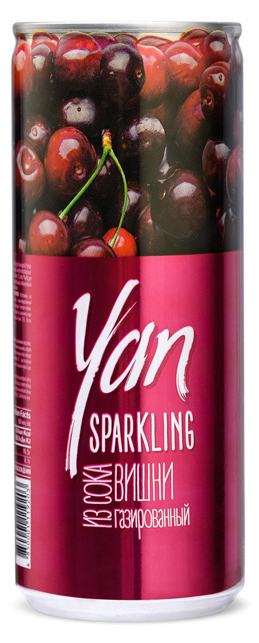 Напиток сокосодержащий Yan Sparkling из сока вишни газированный, 250 мл