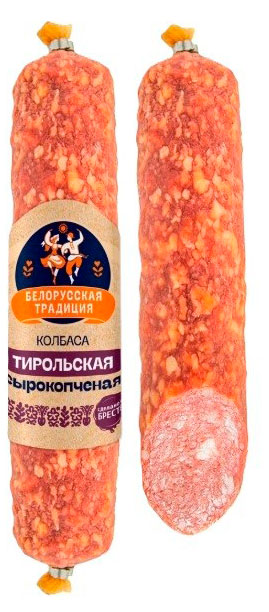 Колбаса сырокопченая Белорусская традиция Тирольская Беларусь, ~ 250 г