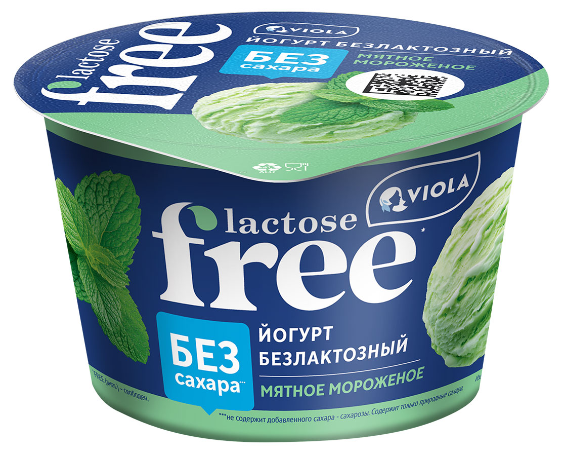 Йогурт густой ложковый Viola Lactose Free мятное мороженое безлактозный без сахара 2,7% БЗМЖ, 180 г