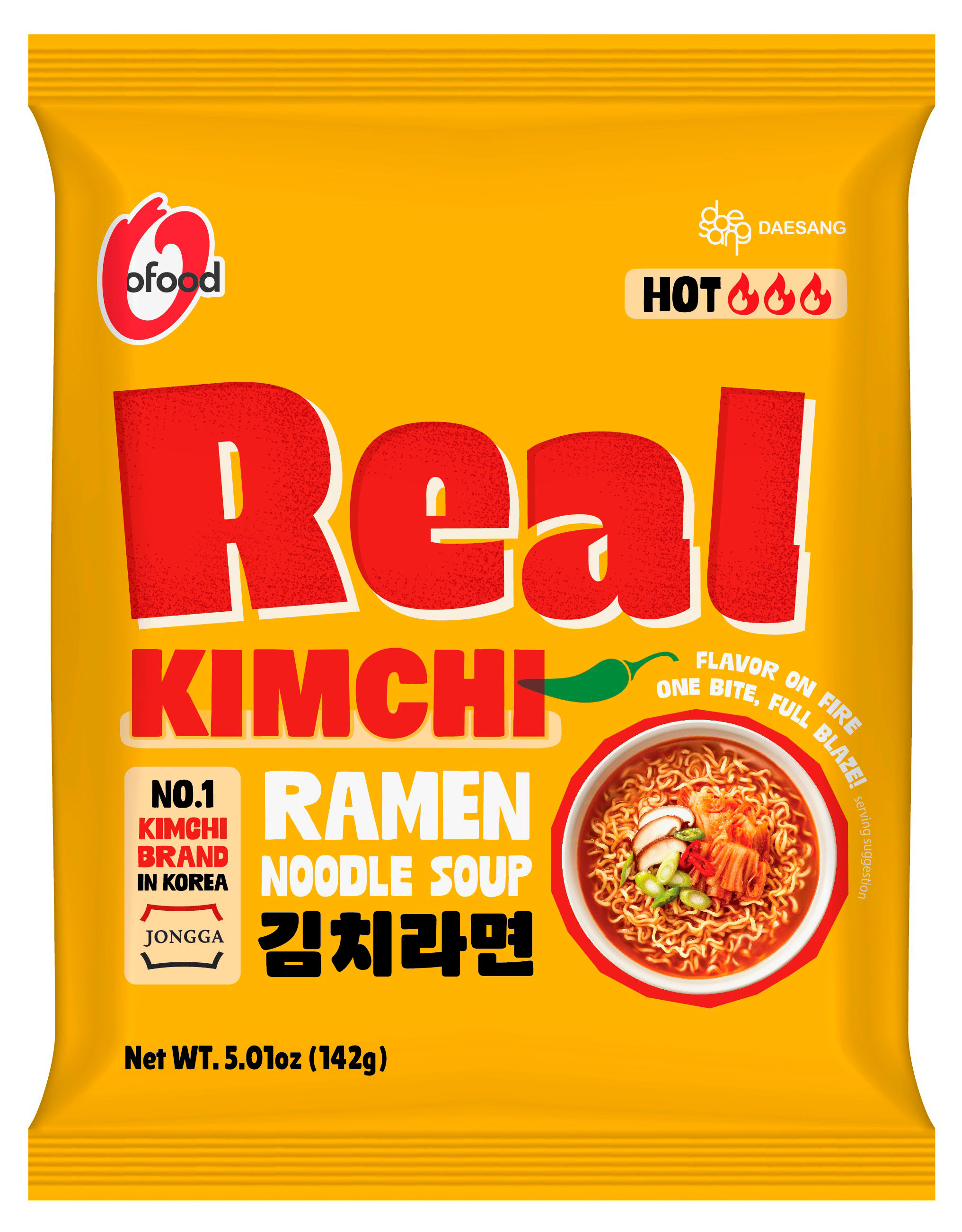 Лапша быстрого приготовления O'Food Real Kimchi Ramen с кимчи, 142 г