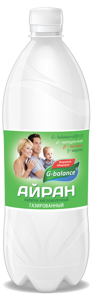 Напиток кисломолочный Айран G-Balance газированный 1% БЗМЖ охлажденный, 1 л
