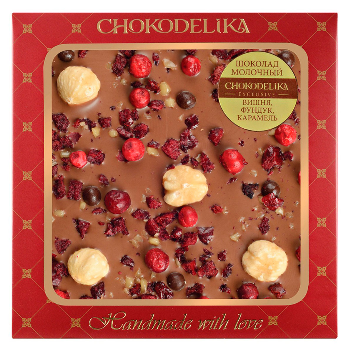 Шоколад молочный Chokodelika с вишней фундуком и карамелью, 75 г