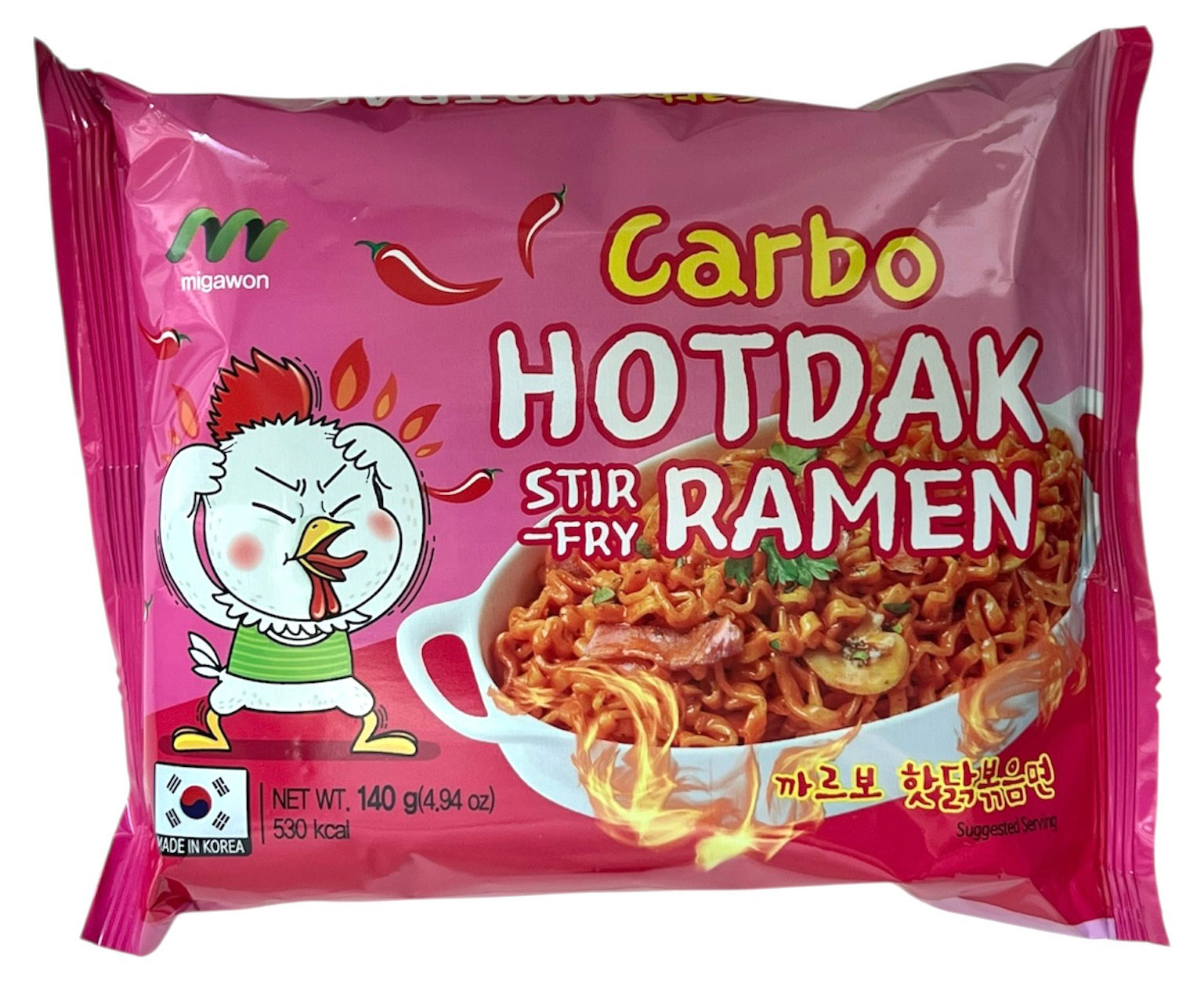 Лапша быстрого приготовления Migawon Hot Dak Stir Fry Ramen острая с соусом карбонара Корея, 140 г