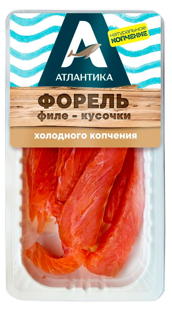 Форель холодного копчения Атлантика филе-кусочки, 80 г