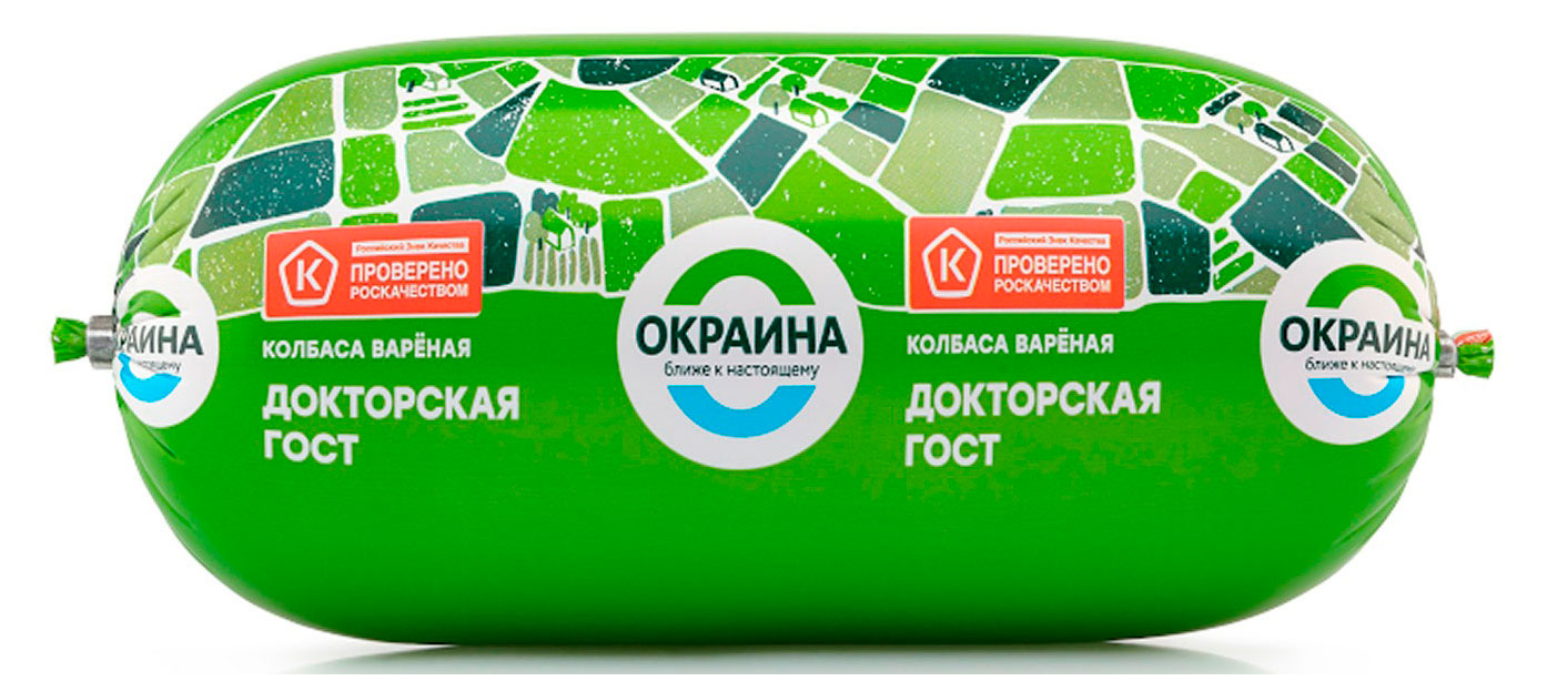 Колбаса вареная Окраина Докторская из свинины и говядины ГОСТ, 400 г