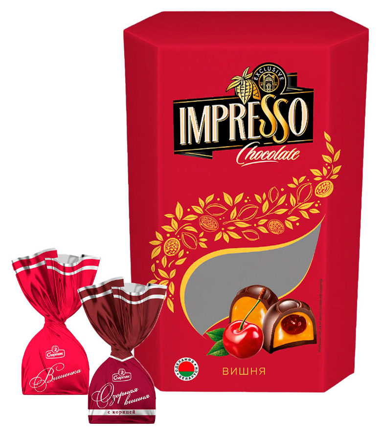 Конфеты шоколадные Спартак Impresso с вишней и корицей Беларусь, 164 г
