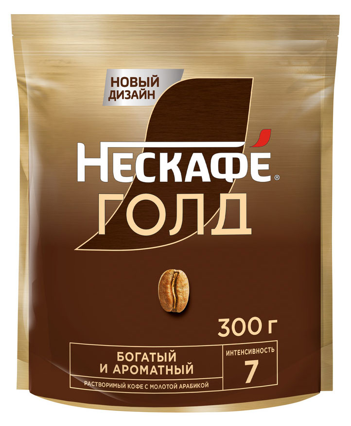 Кофе растворимый Нескафе Голд с добавлением натурального жареного молотого кофе, 300 г