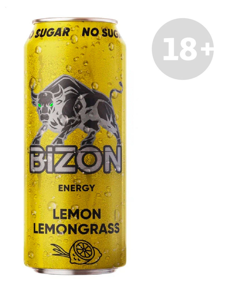 Напиток энергетический Bizon Energy со вкусом лимона и лимонграсса, 449 мл
