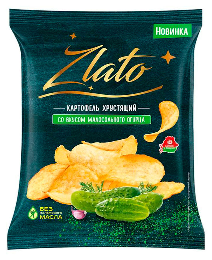 Чипсы картофельные Zlato со вкусом малосольного огурца Беларусь, 70 г