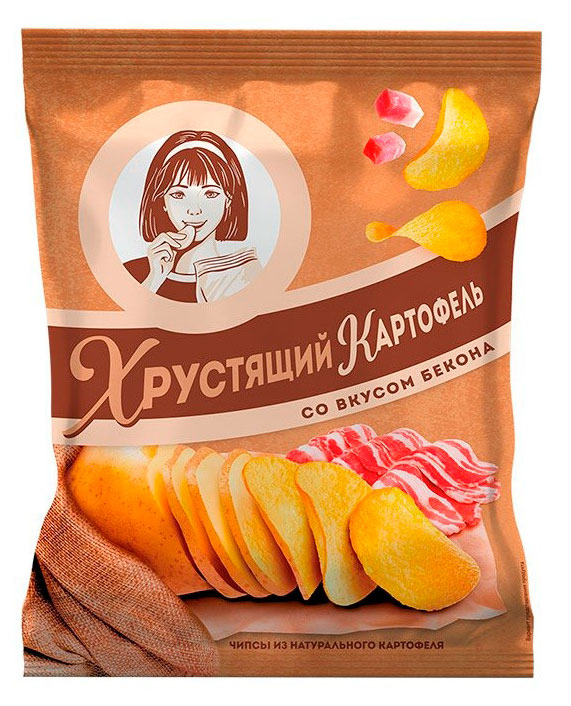 Чипсы картофельный Хрустящий картофель со вкусом бекона, 160 г