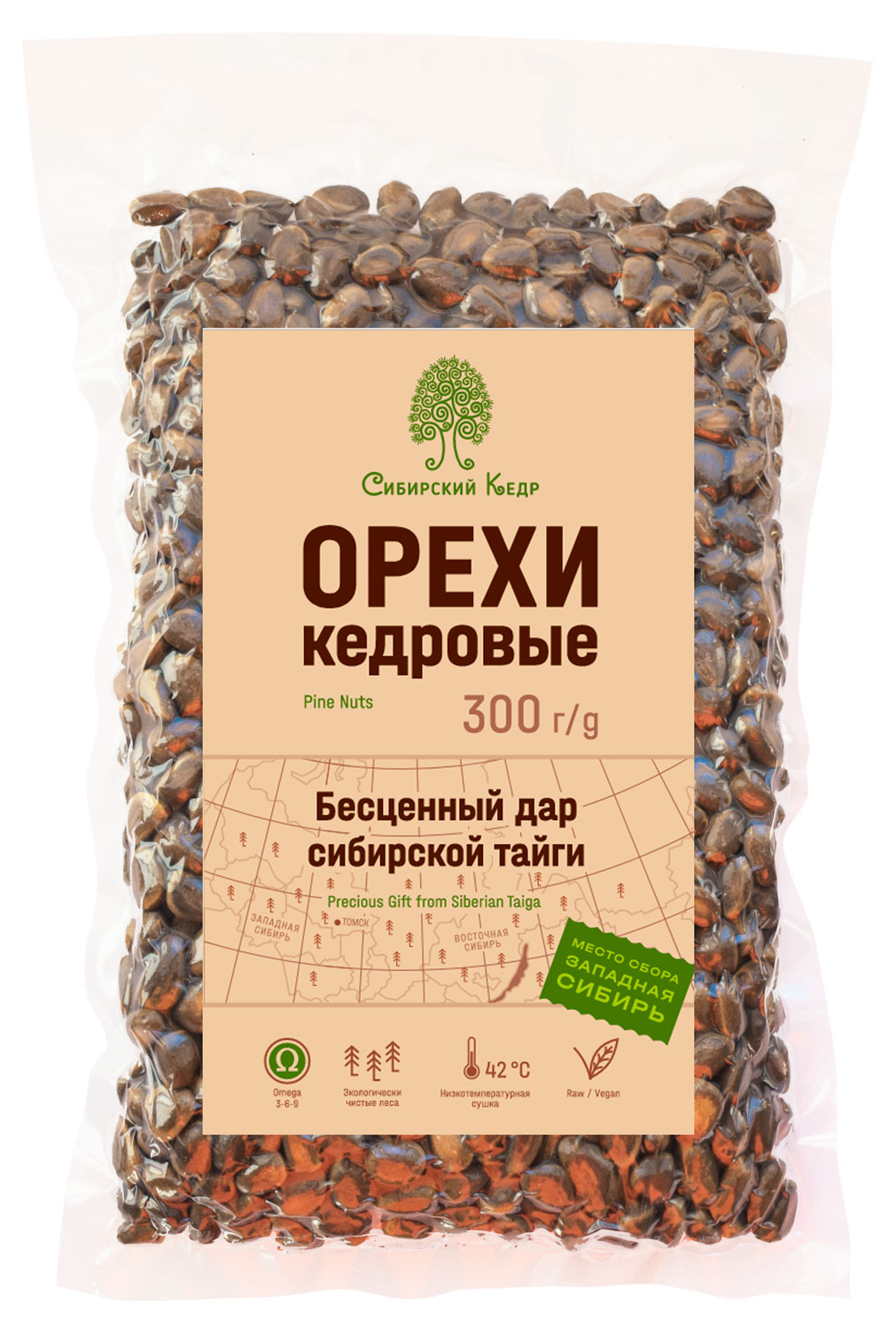 Орехи кедровые Сибирский Кедр в скорлупе, 300 г