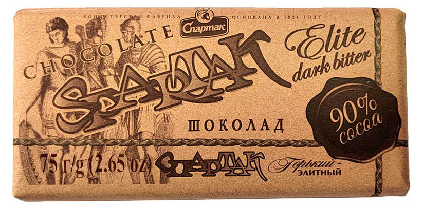 Шоколад горький Спартак Элитный 90%, 75 г