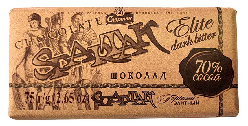 Шоколад горький Спартак Элитный 70%, 75 г