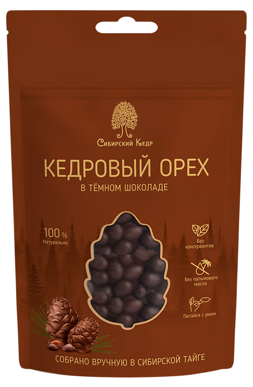 Кедровый орех Сибирский Кедр в темном шоколаде, 60 г