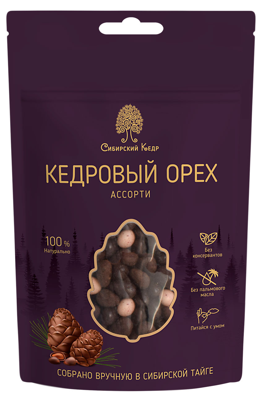 Кедровый орех Сибирский Кедр в шоколаде ассорти, 60 г