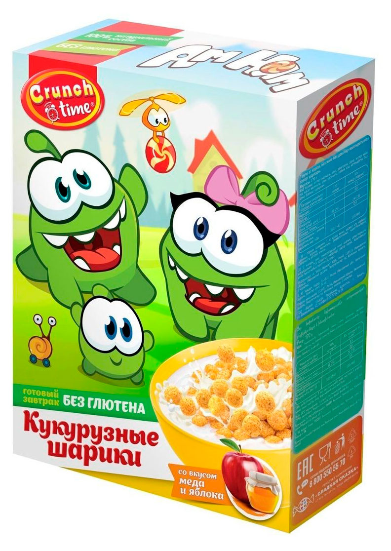 Готовый завтрак Crunch Time шарики кукурузные со вкусом меда и яблока, 170 г