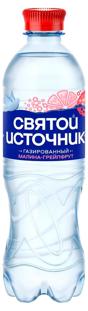 Вода Святой Источник со вкусом малина-грейпфрут без сахара газированная, 500 мл