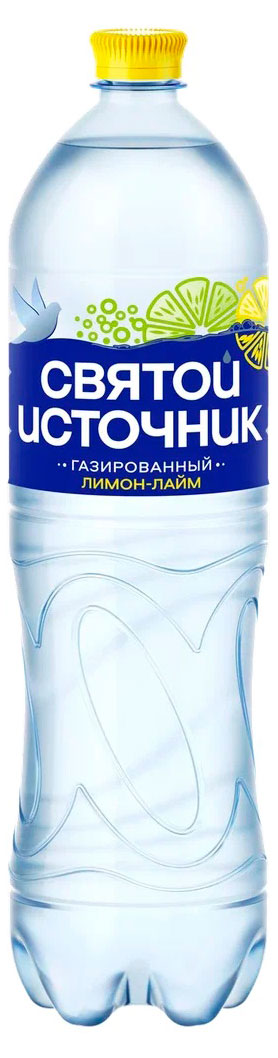 Вода Святой Источник со вкусом лимон-лайм без сахара газированная, 1,5 л