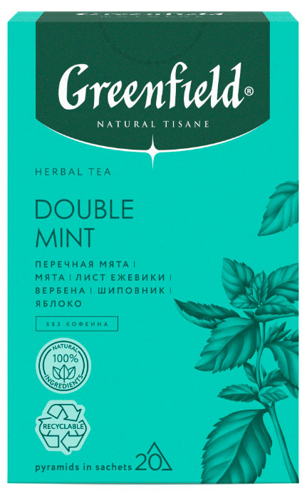 Напиток чайный Greenfield Natural Tisane Double Mint с мятой в пирамидках, 20х1,8 г