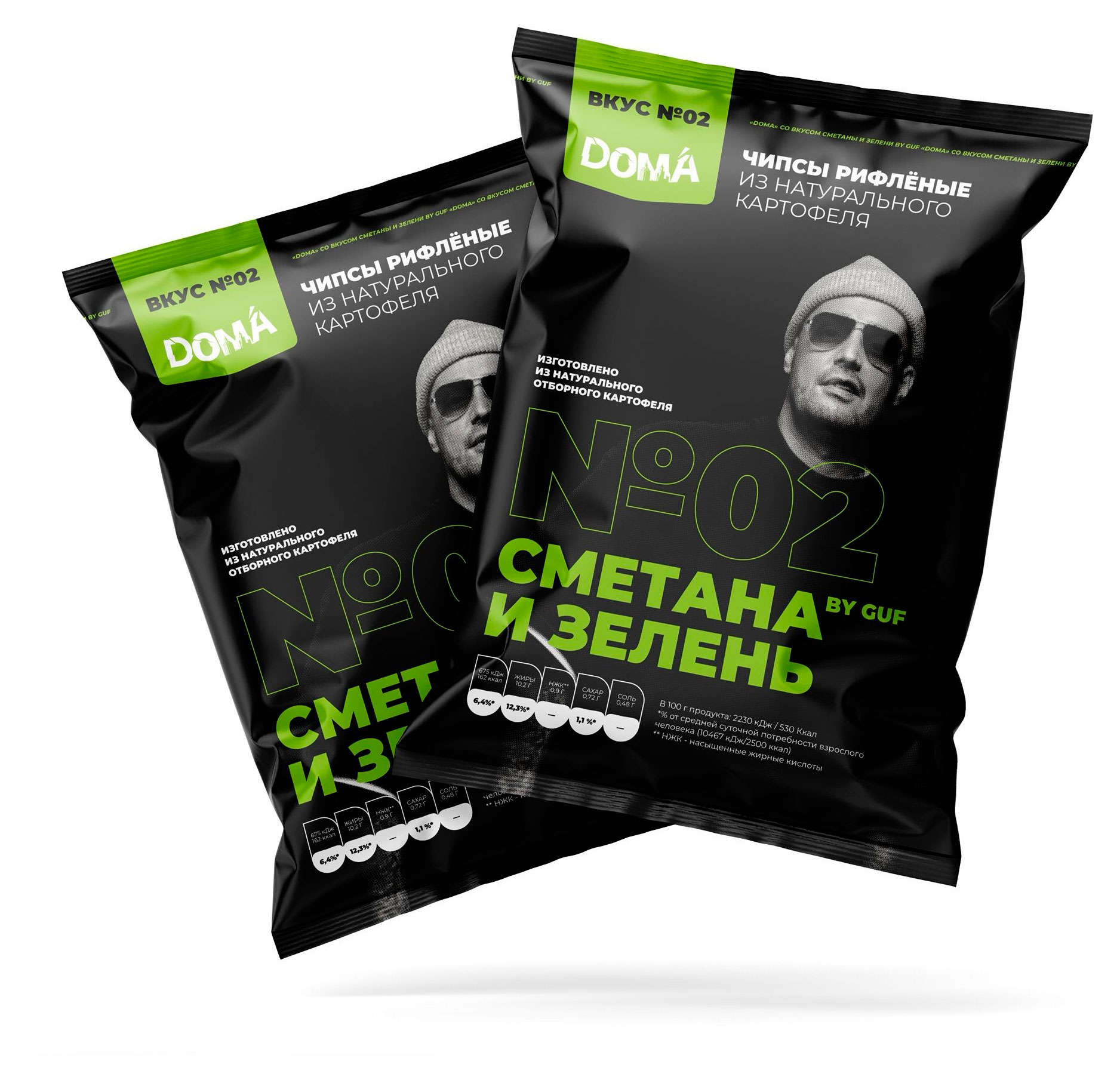 Чипсы картофельные DOMA By GUF 02 рифленые со вкусом сметаны и зелени, 70 г