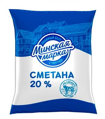 Сметана Минская марка 20% Беларусь, 400 г