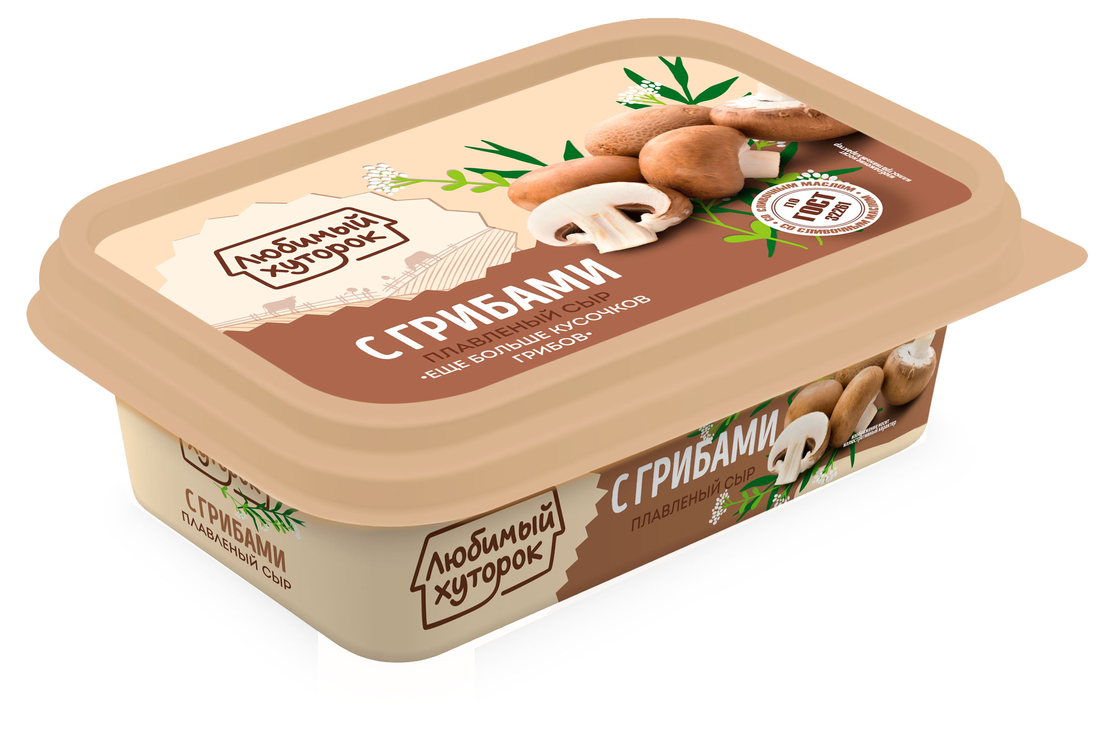 Сыр плавленый Любимый хуторок с грибами 30% ГОСТ БЗМЖ, 180 г