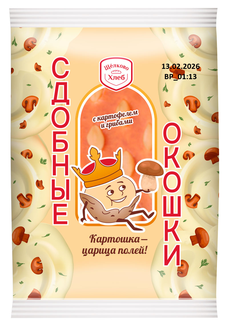 Сдобные окошки Щелковохлеб с картофелем и грибами, 80 г