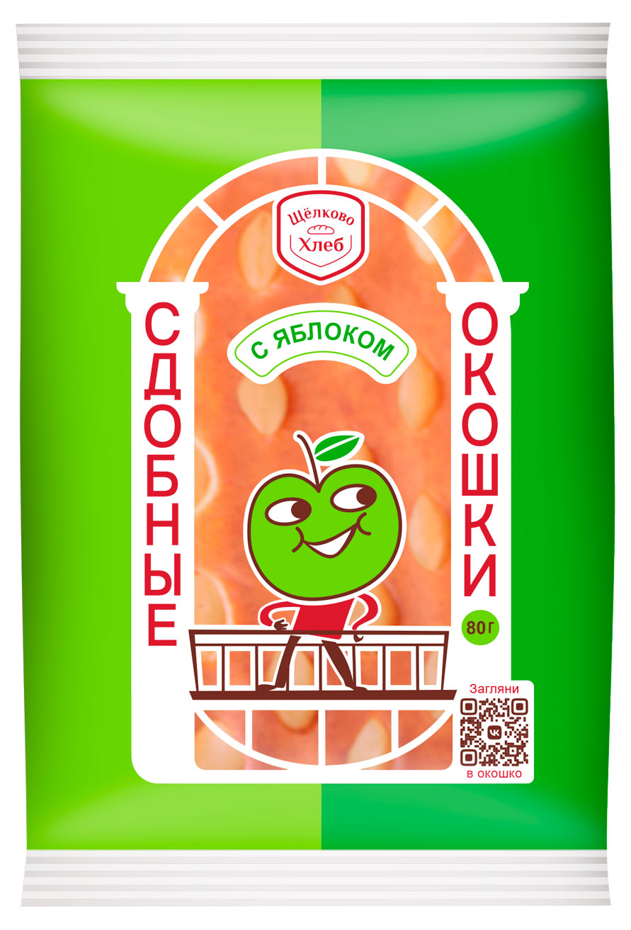 Сдобные окошки Щелковохлеб с яблоком и корицей, 80 г