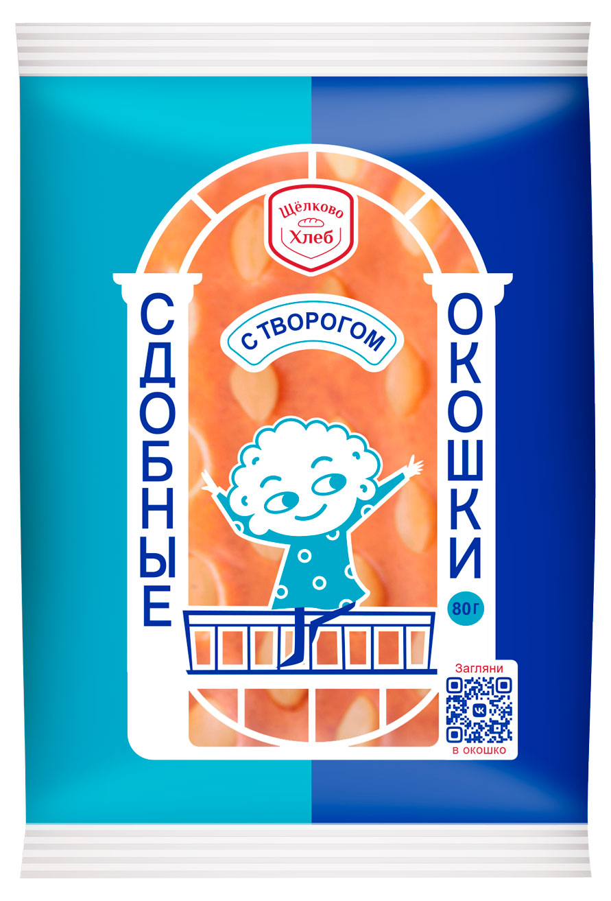 Сдобные окошки Щелковохлеб с творогом, 80 г