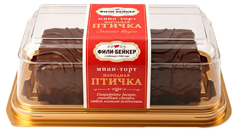 Мини-торт бисквитный Фили-Бейкер Народная птичка с ванильно-сливочным суфле охлажденный, 180 г