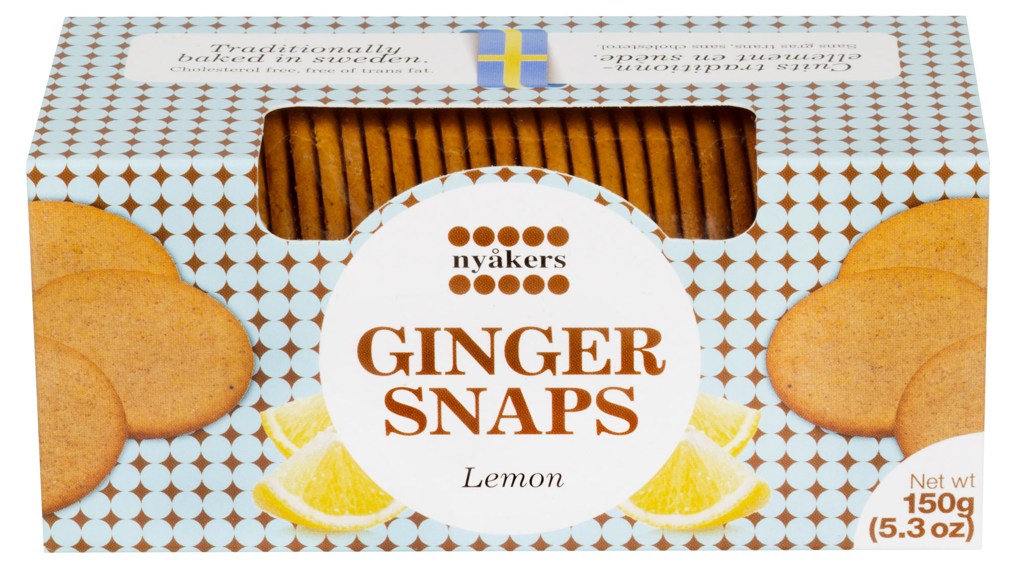 Печенье Nyakers хрустящее имбирное со вкусом лимона Швеция, 150 г