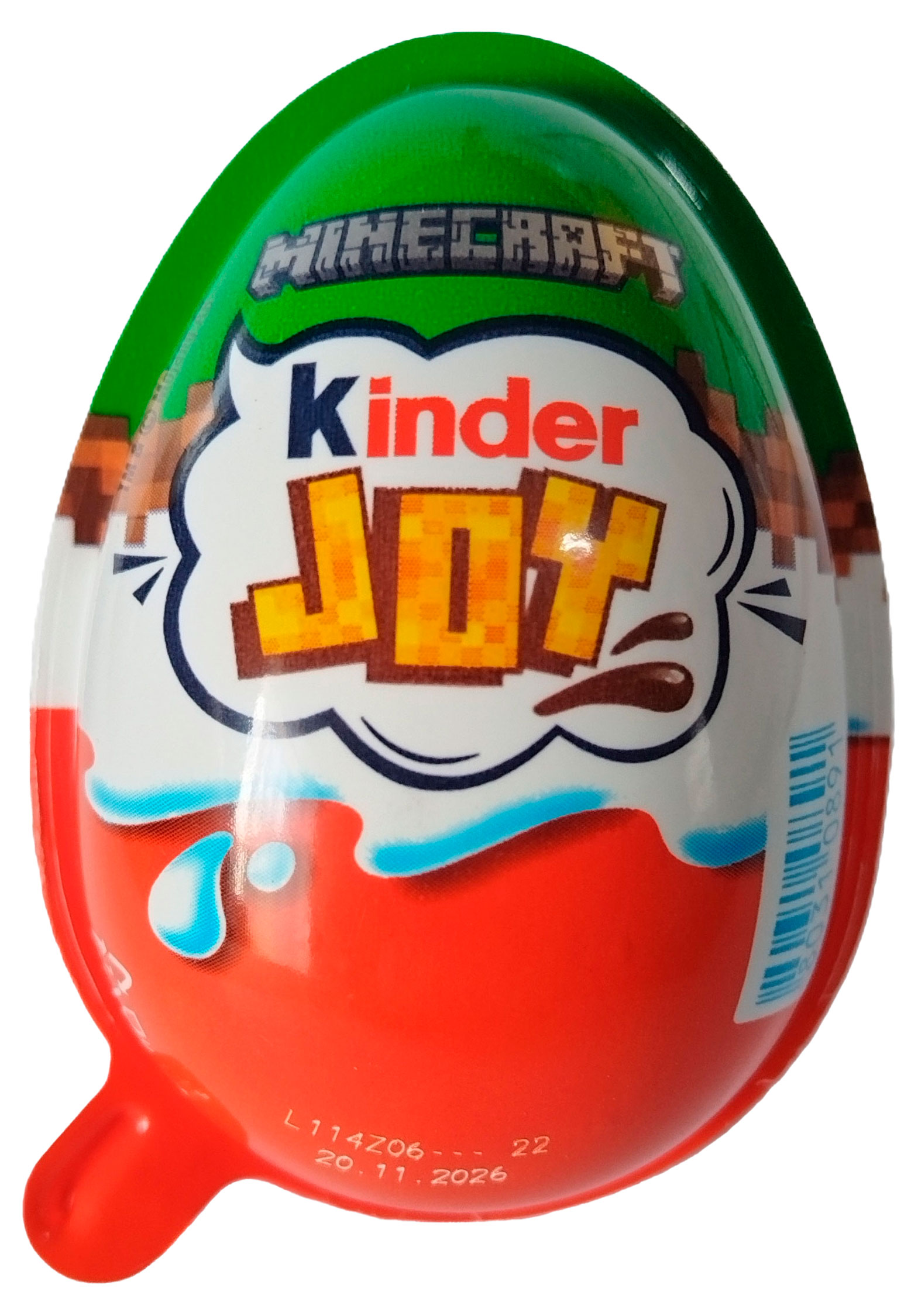 Шоколадное яйцо Kinder Joy Minecraft из молочного шоколада и игрушкой внутри Польша, 20 г