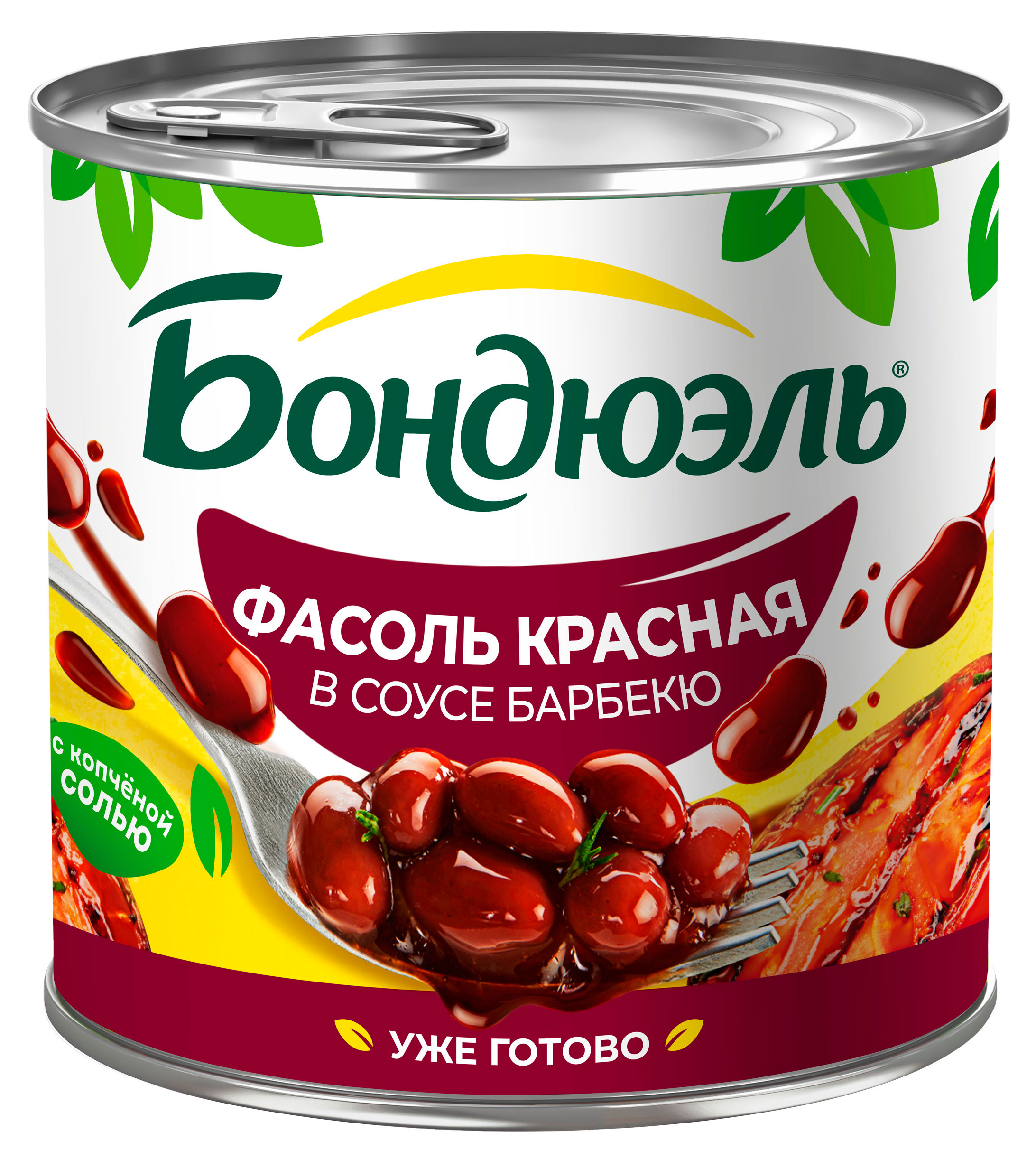 Фасоль красная Бондюэль в соусе барбекю с копченой солью, 400 г