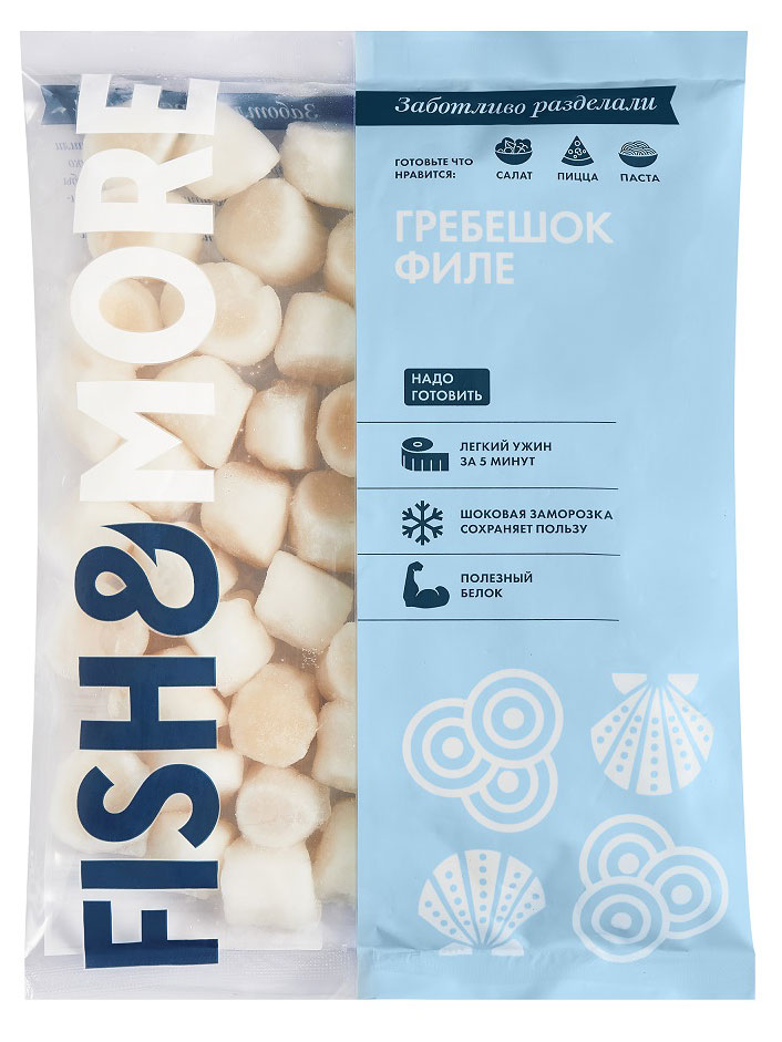 Гребешок замороженный Fish&More филе 40/60, 460 г