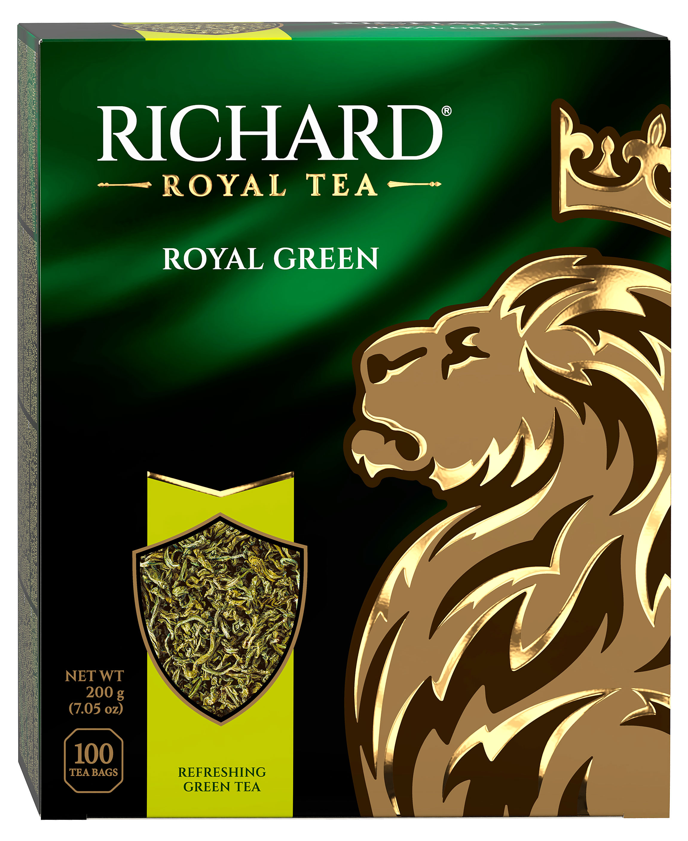 Чай зелёный Richard Royal Green байховый в пакетиках, 100х2 г