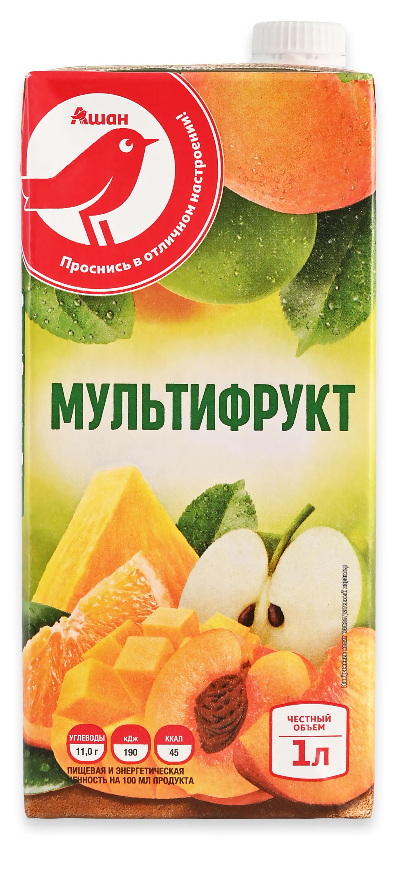 Нектар АШАН Красная птица Мультифрукт, 1 л