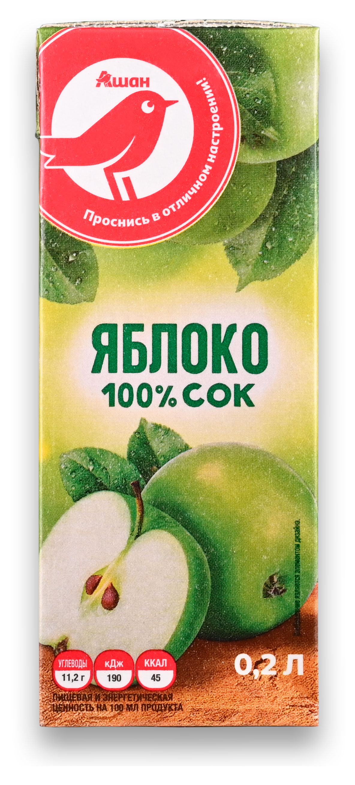 Cок яблочный АШАН Красная птица, 200 мл