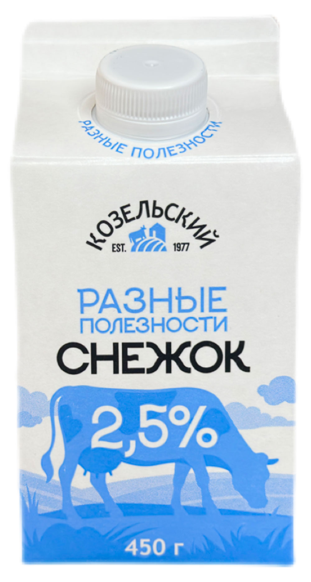Напиток кисломолочный Снежок Козельское молоко охлажденный 2,5% БЗМЖ, 450 мл