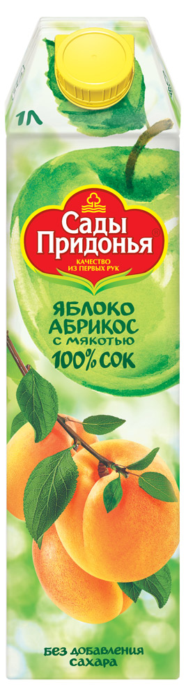 Сок Сады Придонья яблоко абрикос с мякотью, 1 л