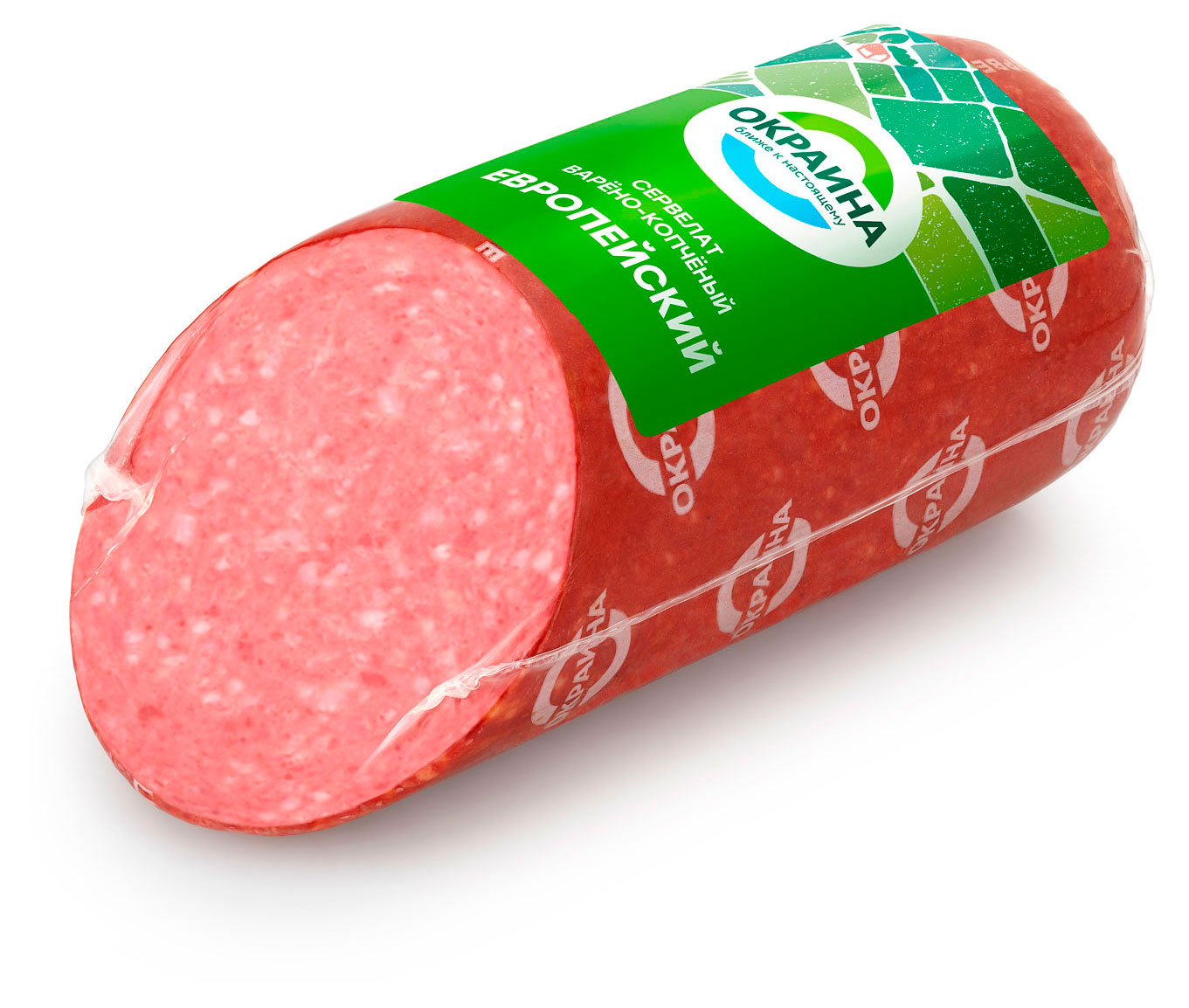 Колбаса варено-копченая Окраина Сервелат Европейский, ~ 0,5 кг
