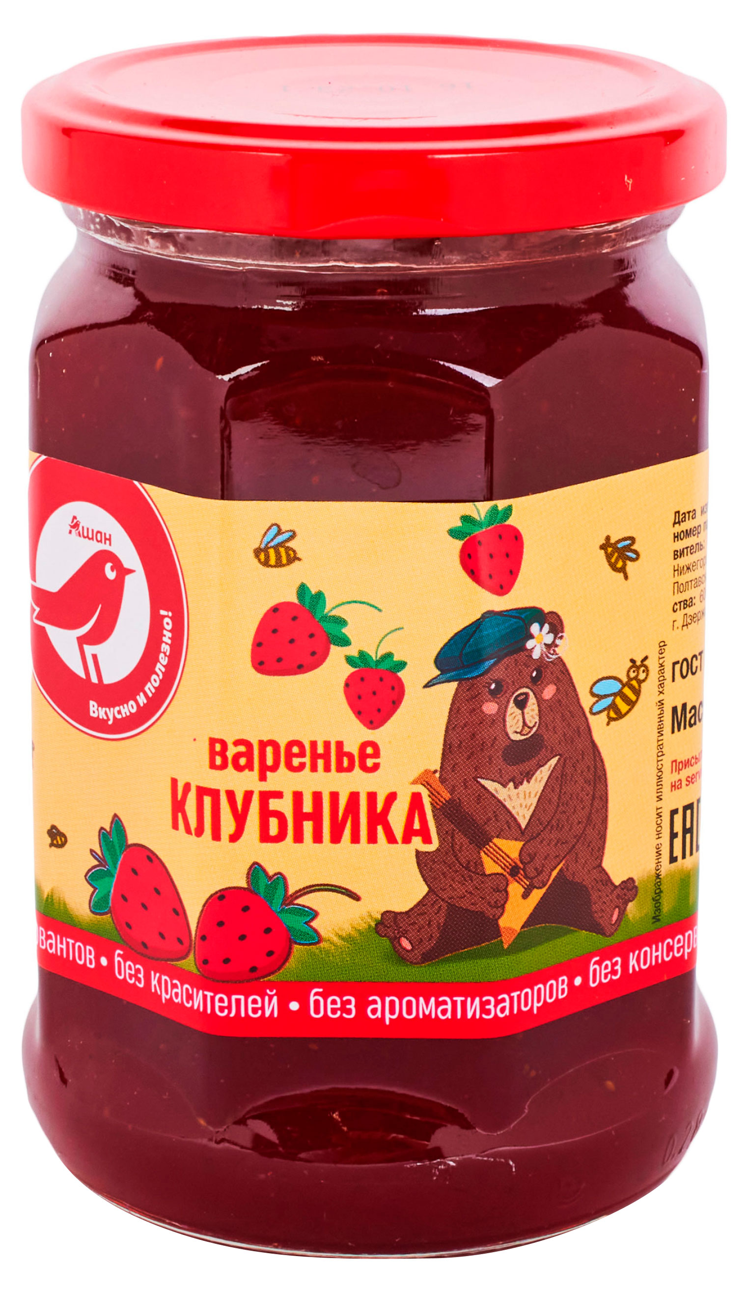 Варенье АШАН Красная птица клубничное, 380 г