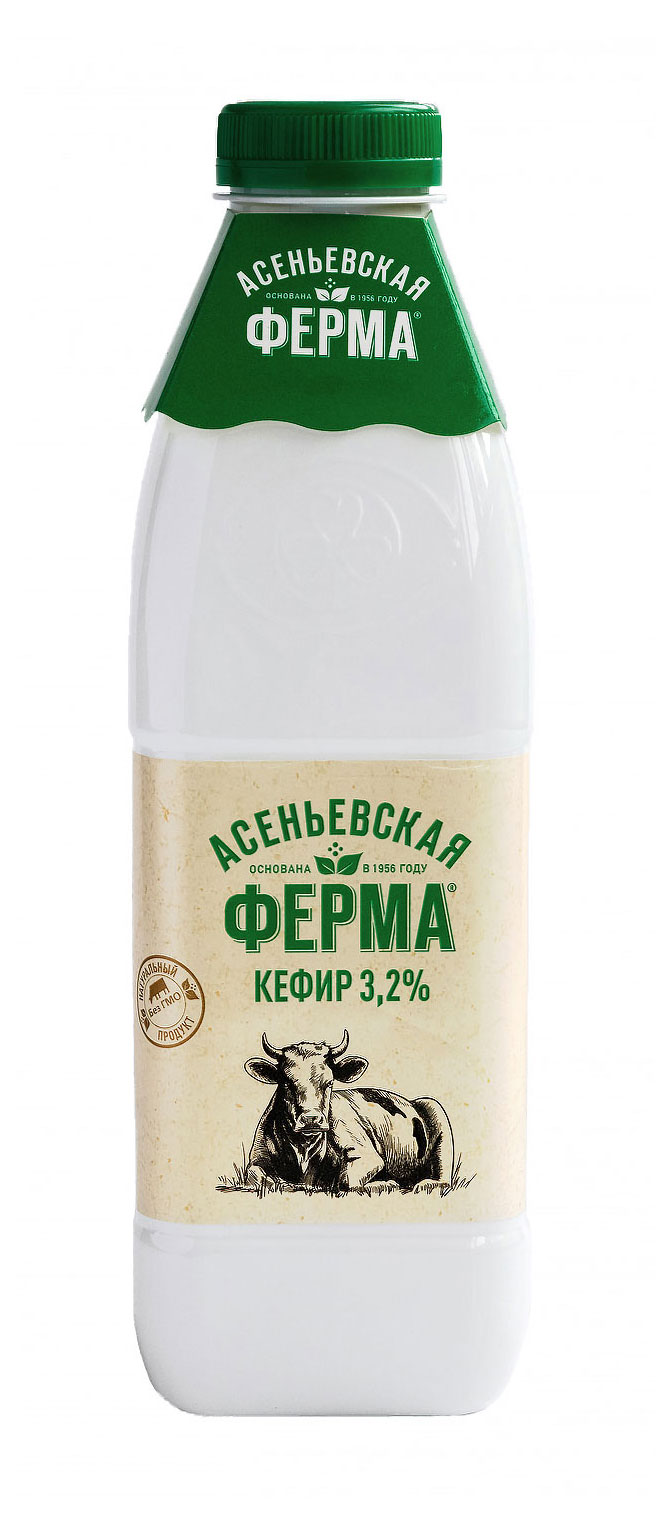 Кефир Асеньевская ферма фермерский 3,2% БЗМЖ, 900 г
