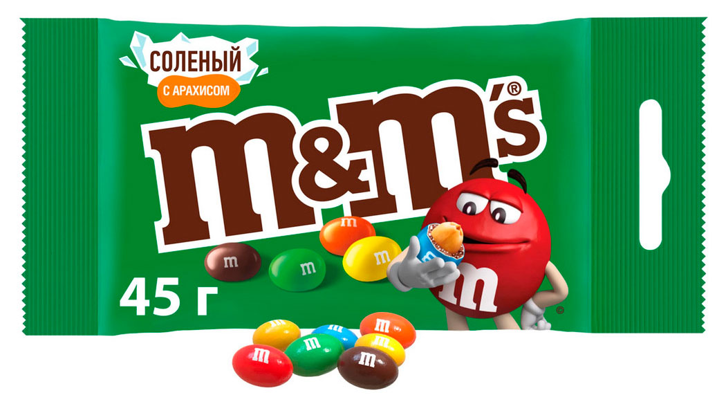 Конфеты M&M's драже с соленым арахисом и молочным шоколадом, 45 г