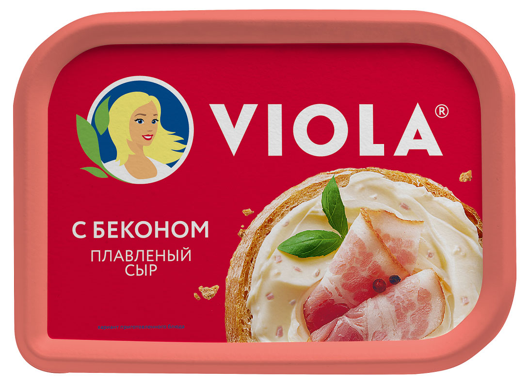 Сыр плавленый Viola с беконом ванночка 50% БЗМЖ, 400 г
