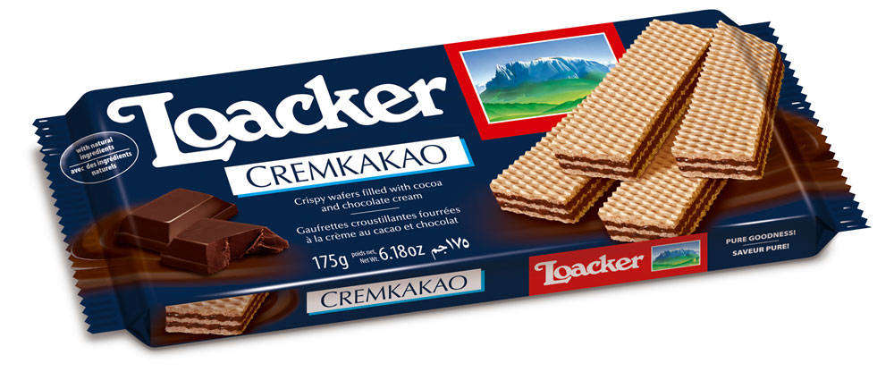 Вафли LOACKER с какао в шоколадном креме Италия, 175 г