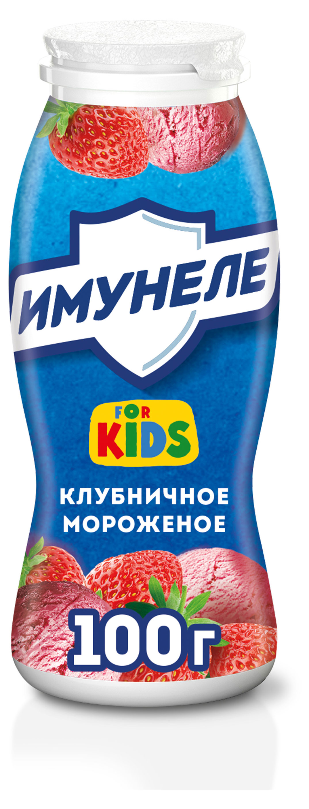 Напиток кисломолочный детский Имунеле For Kids Клубничное мороженое 1,5% охлажденный, 100 г