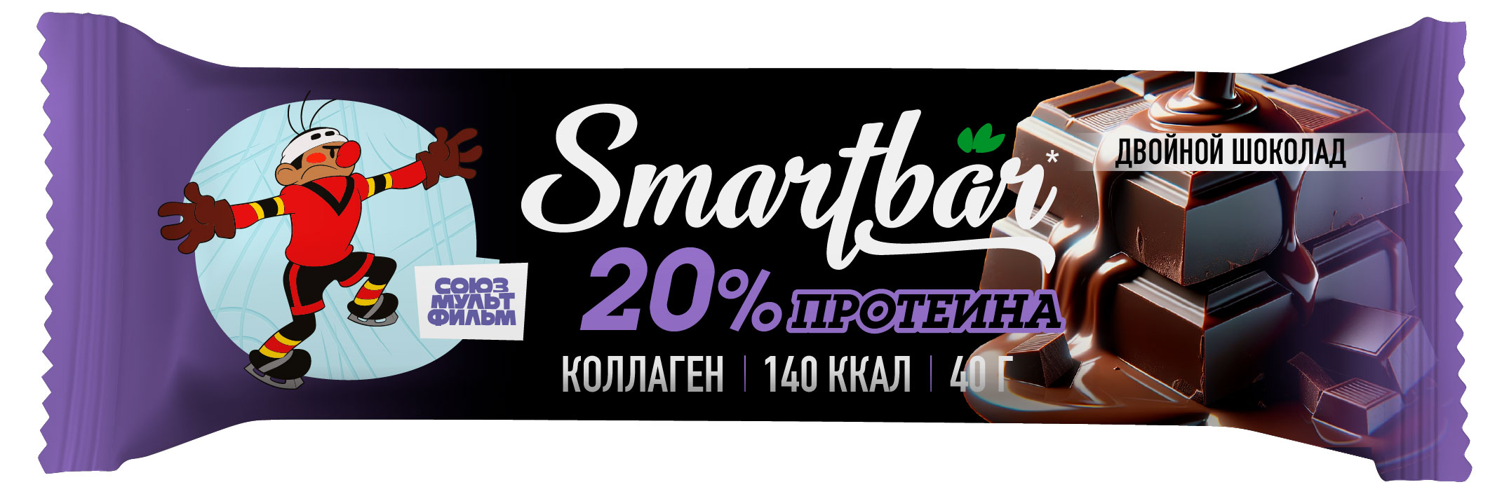 Батончик Smartbar Двойной шоколад протеиновый в темной глазури, 40 г