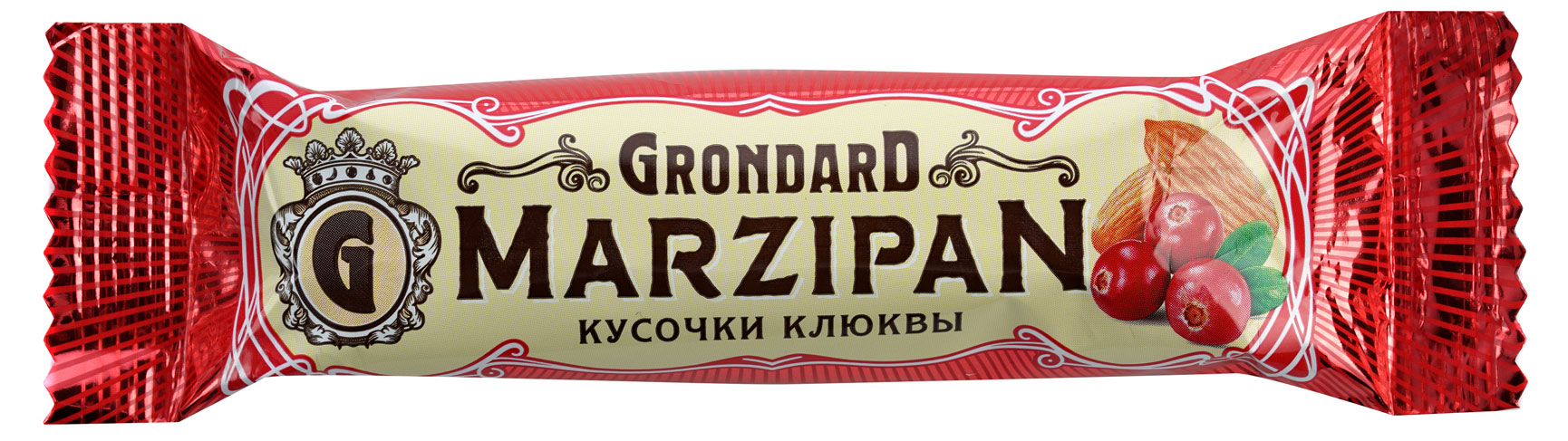 Батончик марципановый GRONDARD с кусочками клюквы, 50 г