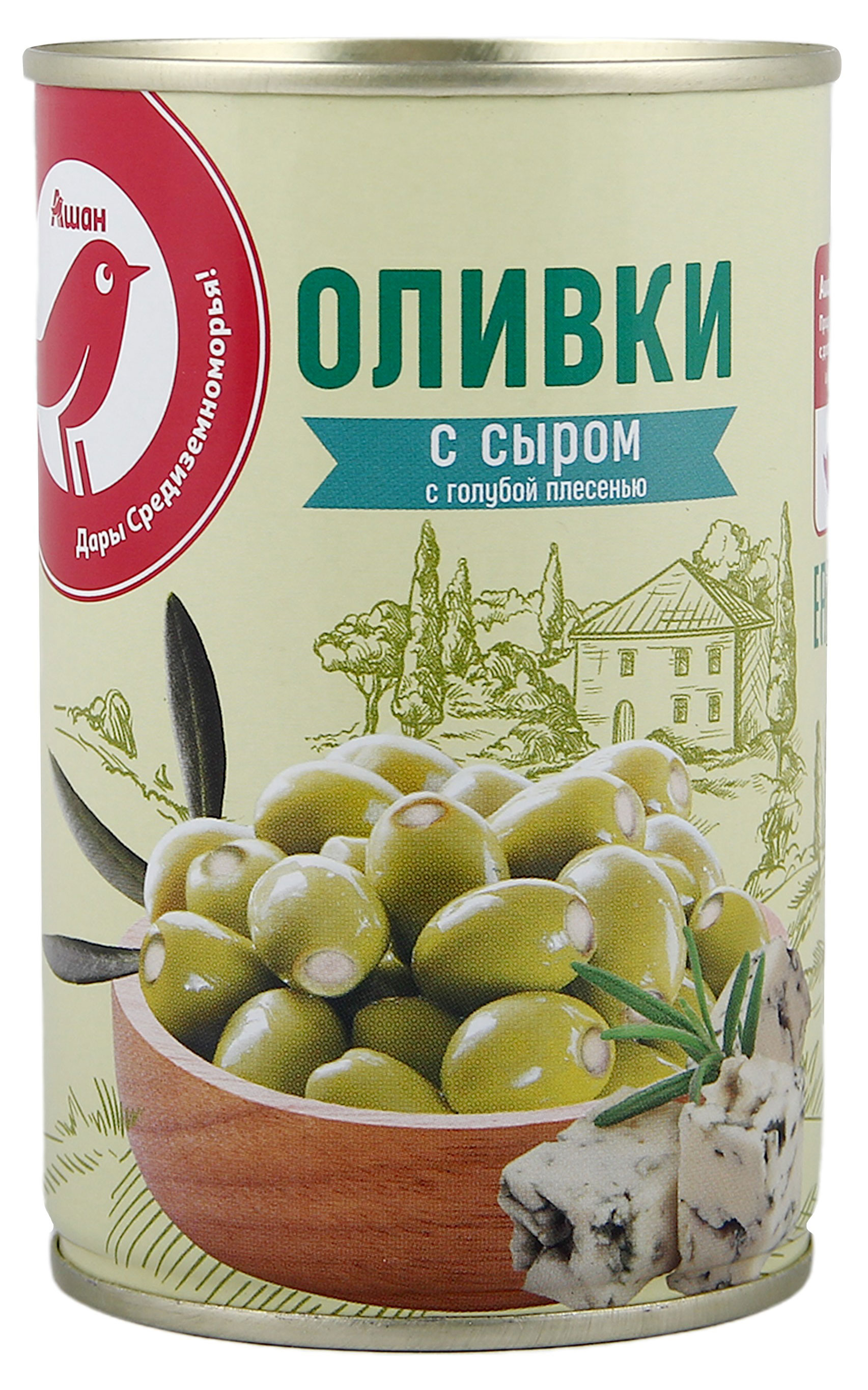 Оливки АШАН Красная птица с сыром с плесенью Испания, 300 г