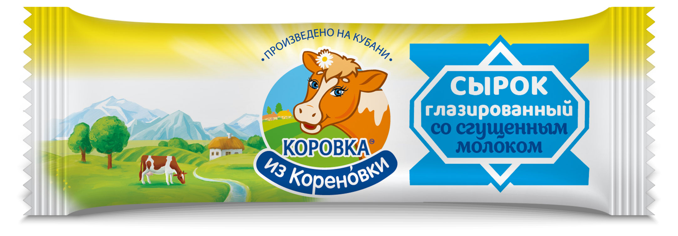 Сырок глазированный творожный Коровка из Кореновки со сгущенным молоком батончик 18% БЗМЖ, 40 г